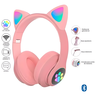 Fone de Ouvido Rosa Bluetooth Orelha de Gato Led Colorido - 4