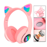 Fone de Ouvido Rosa Bluetooth Orelha de Gato Led Colorido - 1