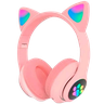 Fone de Ouvido Rosa Bluetooth Orelha de Gato Led Colorido - 2