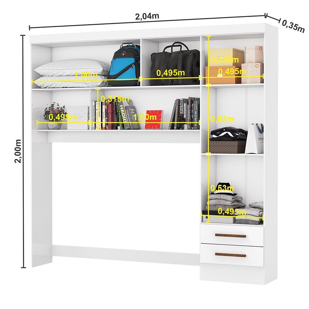 Guarda Roupa Modulado com Cama Paris 5 Portas com Espelho e 2 Gavetas - 9