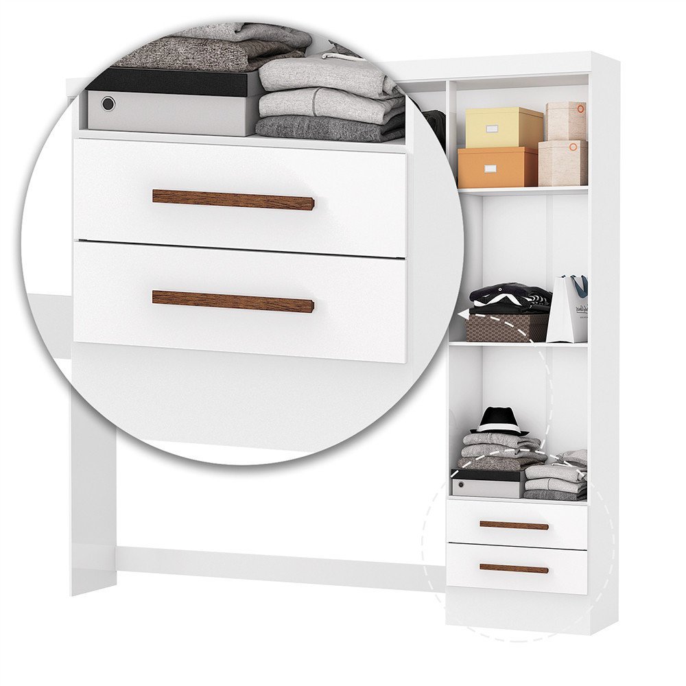 Guarda Roupa Modulado com Cama Paris 5 Portas com Espelho e 2 Gavetas - 6