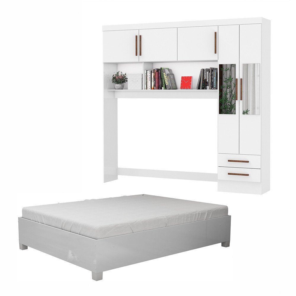 Guarda Roupa Modulado com Cama Paris 5 Portas com Espelho e 2 Gavetas - 2