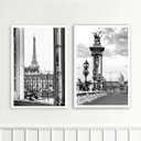 Ver imagem 2 de Kit 2 Quadros Decorativos Fotografias Paris Pb 24x18cm - com Vidro:moldura Branca