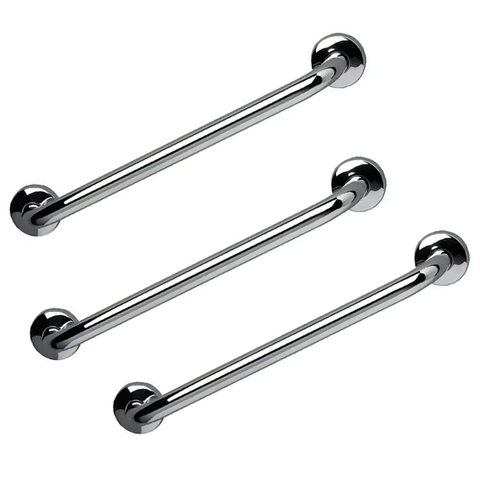 Barra de Apoio 60cm Inox Kit 3 Unidades Banheiro Acessibilidade Idoso Cadeirante Deficiente Suporte 