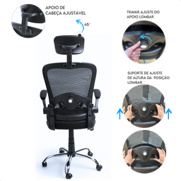 Cadeira de Escritorio Presidente Giratória Ergonômica Mesh - 9