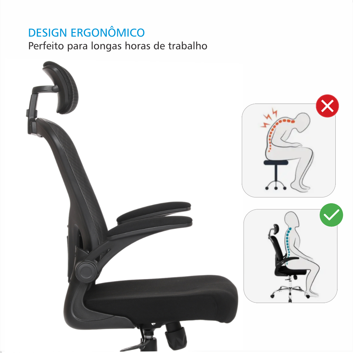 Cadeira de Escritorio Presidente Giratória Ergonômica Mesh - 2