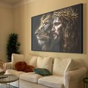 Ver imagem 1 de Quadro Decorativo Leão de Judá Jesus Cristo Sala Quarto Casa Escritório