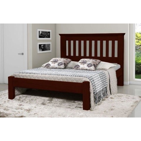 Cama Queen Size Texas de Madeira Maciça Tauari - Cor Mogno