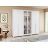 Guarda Roupa Casal 6 Portas Solaris com 2 Portas de Vidro Fume e Pés Branco - 2