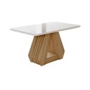 Ver imagem 1 de Mesa Retangular para Sala Jantar 130x80 Tampo Vidro/mdf Agata Cimol Nature/off White