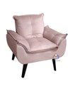 Ver imagem 1 de Poltrona/cadeira Decorativa Glamour com Pés Quadrado Rosa Veludo