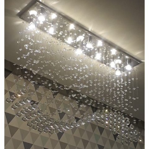 Luminária de Cristais k9 Legítimos, Para Sala de Jantar com 1,50 Metros de Altura ,Base de Inox Poli