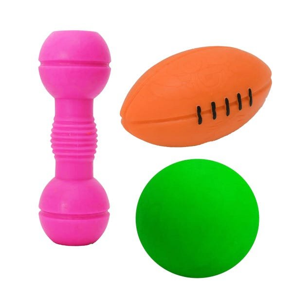 Kit Halteres, bola 10cm e Bola de Futebol Americano - Kit Colorido 01 - 1