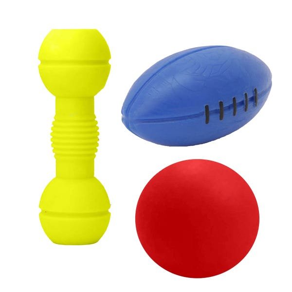 Kit Halteres, bola 10cm e Bola de Futebol Americano - Kit Colorido 03 - 1