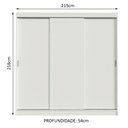 Ver imagem 3 de Guarda-Roupa Casal Madesa Kansas 3 Portas de Correr 3 Gavetas Branco Cor:Branco