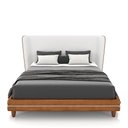 Ver imagem 2 de Conjunto Cama com Cabeceira Queen Torres Pés em Madeira Pu/bouclê Caramelo/off White G91 - Gran Belo
