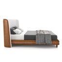 Ver imagem 7 de Conjunto Cama com Cabeceira Queen Torres Pés em Madeira Pu/bouclê Caramelo/off White G91 - Gran Belo