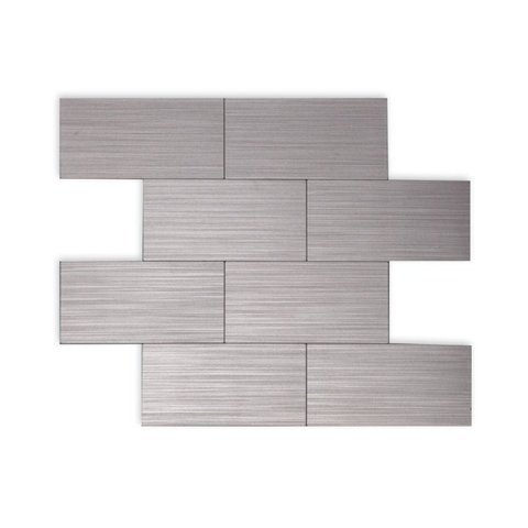 Kit 1m² Pastilha de Metal Autocolante 29cm x 29cm Cinza/Prata Escovada Glass Mosaic