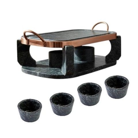 Churrasqueira Oval Pedra Sabão Gourmet 31 cm +04 Mol 80ml