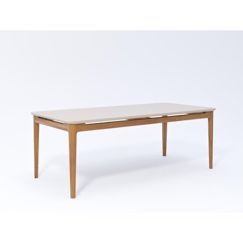 Mesa Baobá 210x100 cm Madeira Tauari com Tampo MDF e Vidro Temperado Off White