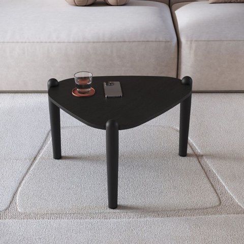 Mesa de Centro Orgânica 55,4cm Pé de Madeira Móvel na Caixa