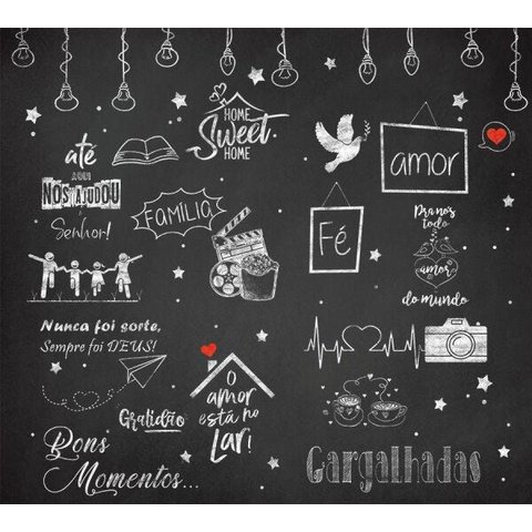 Papel de Parede Lousa Bons Momentos Preta LOU0002