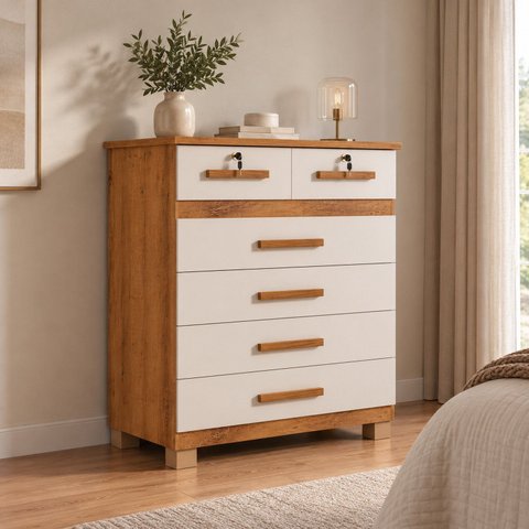 Cômoda Grande Mônaco 6 Gavetas 2 com Chave 100% MDF Yescasa