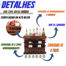 Adega de Vinho de Parede com Barzinho Sala - Bar Doce Bar - Cor Imbuia - 5