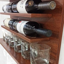 Adega de Vinho de Parede com Barzinho Sala - Bar Doce Bar - Cor Imbuia - 4