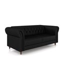 Ver imagem 2 de Sofá Living Sala de Estar Stanford Chesterfield 2 Lugares 180cm Pés de Madeira Couro Preto Brilho G5
