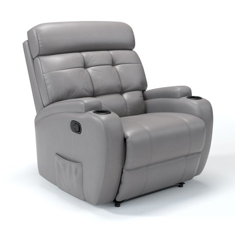 Poltrona do Papai Reclinável em Corino Importado Cor Cinza Reclinação Manual - Modelo Florença