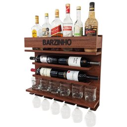 Adega de Vinho com Barzinho de Parede Sala - Barzinho cor IMBUIA - 3