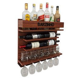 Adega de Vinho com Barzinho de Parede Sala - Barzinho cor IMBUIA - 2