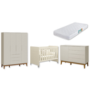 Ver imagem 2 de Quarto de Bebê Berço Evolution + Guarda Roupa 4P + Cômoda Sp Elfe Areia Fosco com Colchão