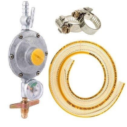 REGULADOR REGISTRO COM MANOMETRO 2 KG/H+MANGUEIRA 1,2 MT+ABRAÇADEIRAS - 1