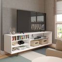 Ver imagem 2 de Rack para Tv até 55 Polegadas Finesse 1 Porta Ripado Branco/freijó - Panorama Móveis