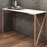 Mesa Escrivaninha Escritório e Home Office BeX Industrial Ferro Bronze Tampo MDF Branco - Ahazzo Móv - 2