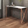 Mesa Escrivaninha Escritório e Home Office BeX Industrial Ferro Bronze Tampo MDF Branco - Ahazzo Móv - 1
