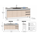 Ver imagem 2 de Gabinete de Cozinha 1,94 M Mdp – Branco Fosco e Legno Fosco:branco/legno
