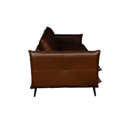 Sofá Decorativo Sala de Estar América 2 Lugares 200cm Couro Conhaque  - Mozzelar - 7