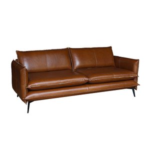 Sofá Decorativo Sala de Estar América 2 Lugares 200cm Couro Conhaque  - Mozzelar