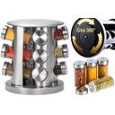 Ver imagem 6 de Porta Tempero Condimentos Organizador Cozinha Luxo Aço Inox Giratorio 12 Frascos Potes Vidro Gira 36