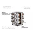 Ver imagem 5 de Porta Tempero Condimentos Organizador Cozinha Luxo Aço Inox Giratorio 12 Frascos Potes Vidro Gira 36