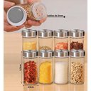 Ver imagem 2 de Porta Tempero Condimentos Organizador Cozinha Luxo Aço Inox Giratorio 12 Frascos Potes Vidro Gira 36
