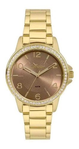 Relógio Feminino Condor Co2035kwn/k4m:Marrom-claro/Dourado