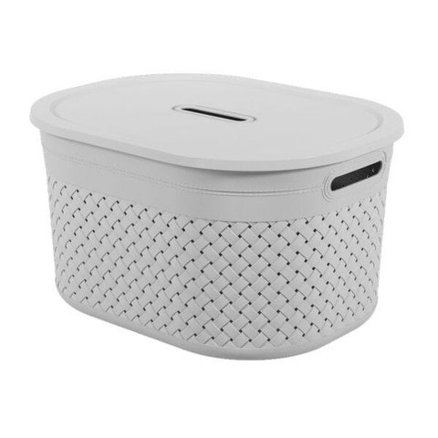 Cesta Com Tampa Craft Coza 40 X 30,5 X 22,2 Cm - Cinza