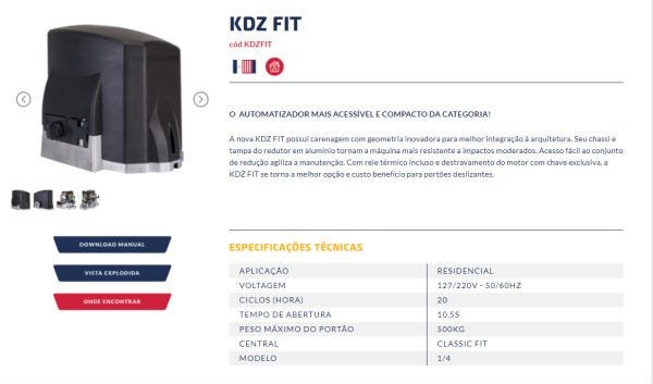 Motor Portão Dz Garen Kdz Fit 1/4Hp com 3M Cremalheira Escura - 8