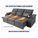 Ver imagem 6 de Sofá Retrátil Reclinável Verona Usb + Porta Copo 2,30m Suede Velut Cinza C/ Molas no Assento -