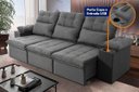 Ver imagem 3 de Sofá Retrátil Reclinável Verona Usb + Porta Copo 2,30m Suede Velut Cinza C/ Molas no Assento -
