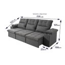 Ver imagem 3 de Sofá Retrátil Reclinável Verona Usb + Porta Copo 2,30m Suede Velut Cinza C/ Molas no Assento -